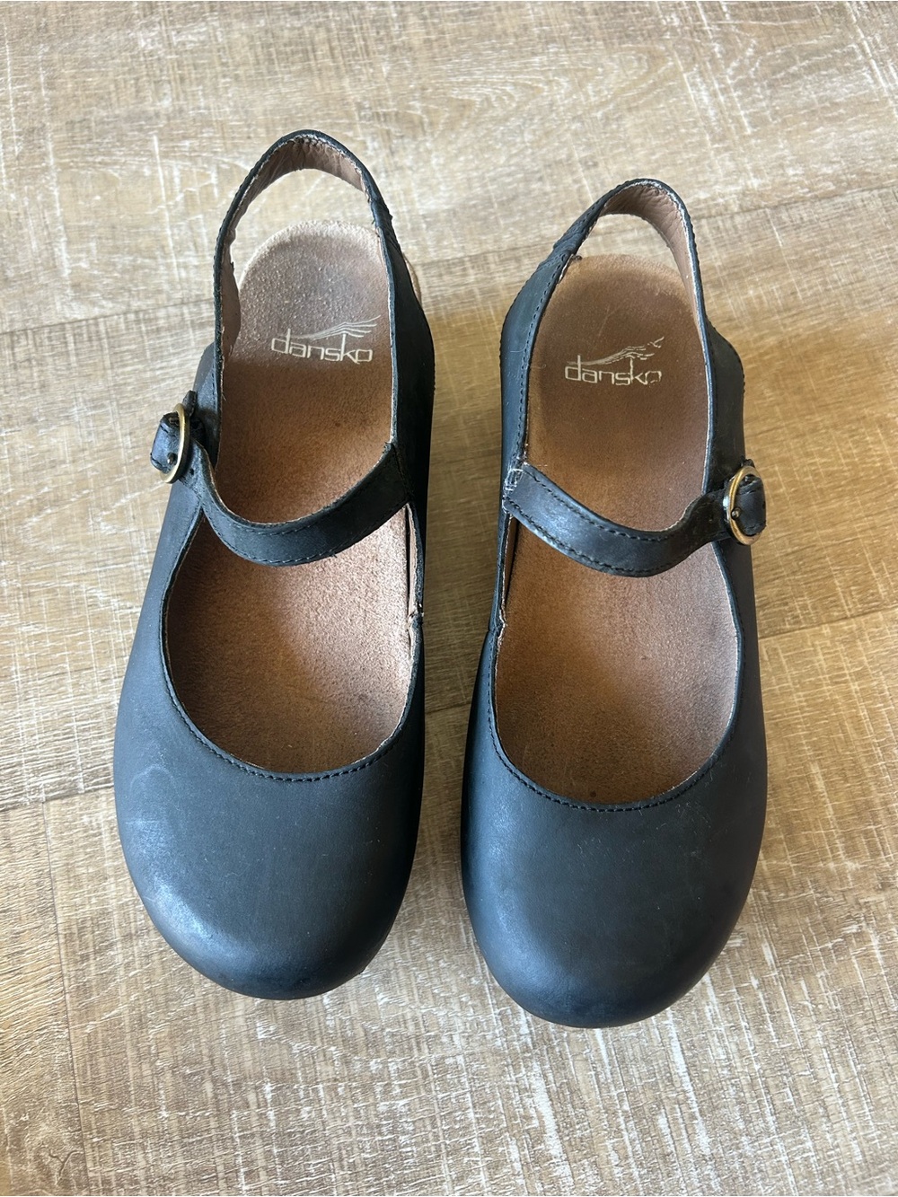 ▶️ Dansko Black Leather Mary Jane Wedge Comfort Shoes EU 38 US 7.5 8 - Picture 4 of 13